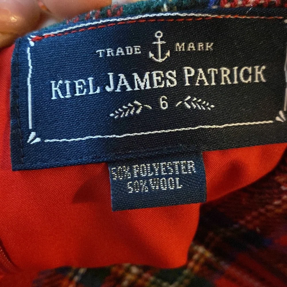 Kiel James Patrick KJP red Plaid Scalloped Hem Shift Christmas Wrapper Dress 6 - Picture 4 of 4